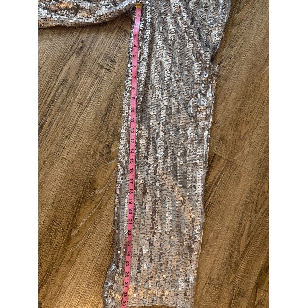 VICI Silver Sequin Wide Leg Pants High Rise Party Trousers Medium - Picture 8 of 9